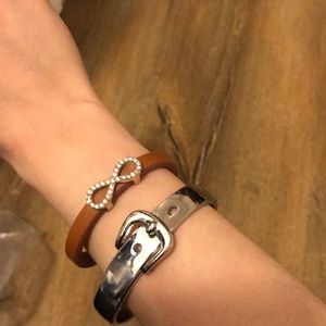 Grunge Metal Bracelet / Infinity Leather Bracelet
